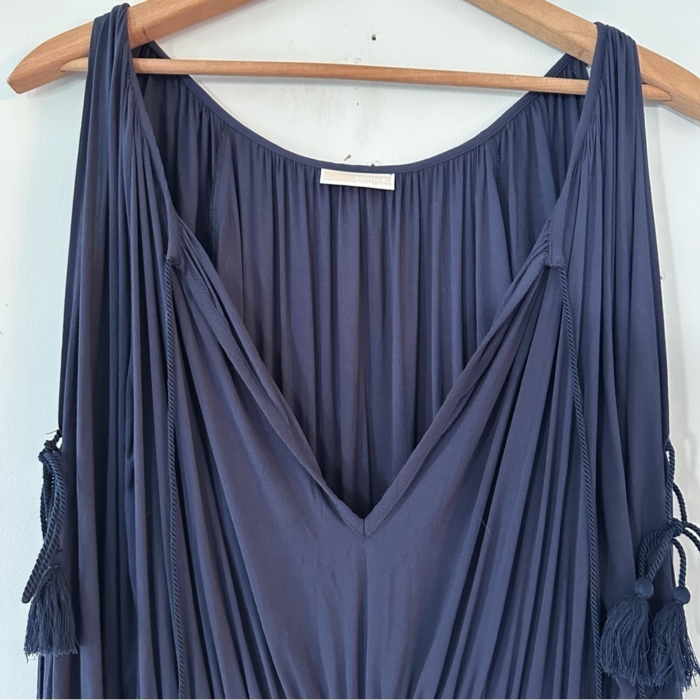 MICHAEL Michael Kors Navy Boho Midi Dress Cover Up - Twisted Rope Tassels Size S - Picture 4 of 14